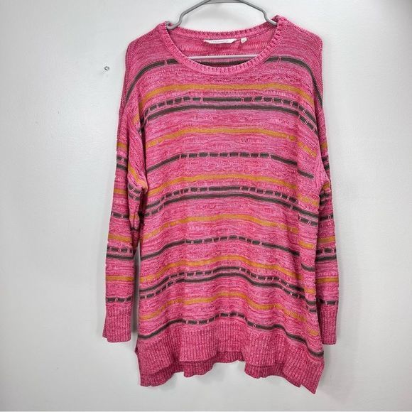 Soft Surroundings Lisabetta Art Stripe Dusty Cedar Pink Sweater 1X - Picture 3 of 11